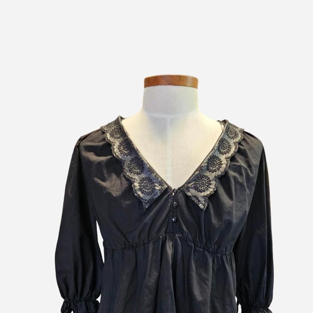 Zara black lace blouse womens